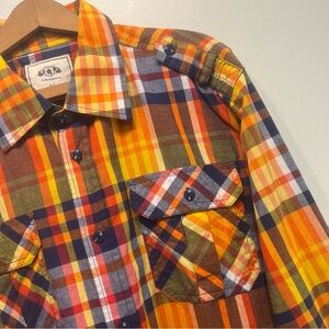 Vintage PJ Mark Shirt Mens Sz XL Yellow Blue Check Plaid Button Up LS